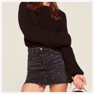 REFORMATION Studded Denim Skirt